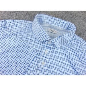 Collars & Co Polo Shirt Mens Large Short Sleeve Blue White Grid Performance Golf
